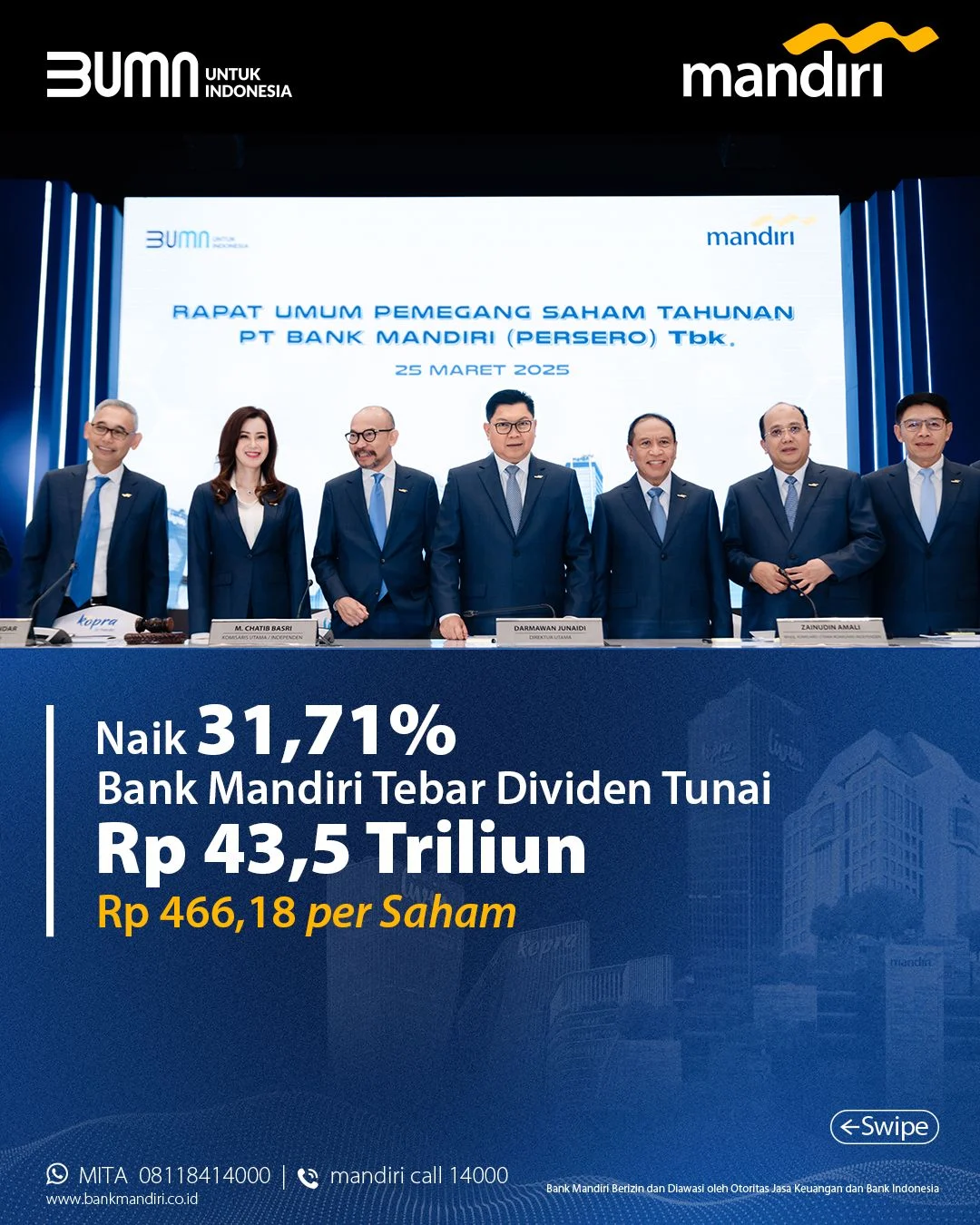 Dividen Bank Mandiri Catat Rekor Rp44,47 Triliun, Buyback Rp1,17 Triliun Dorong Kepercayaan Investor