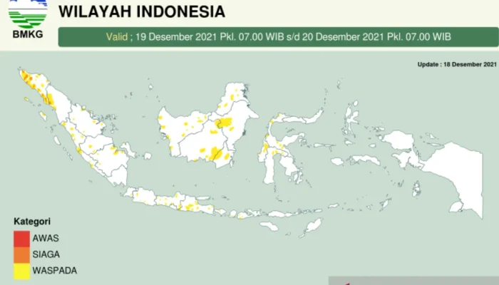 BMKG Prakirakan Hujan Lebat dan Petir di Sejumlah Wilayah Indonesia