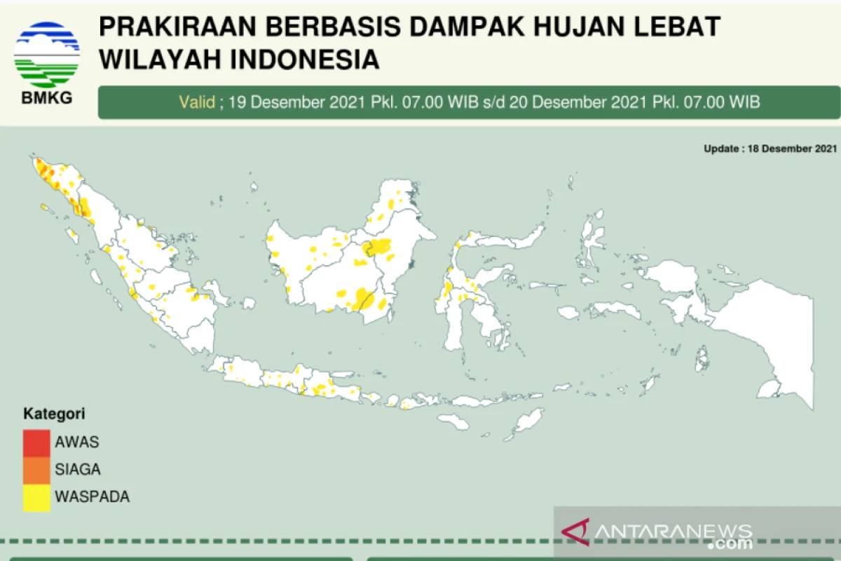BMKG Prakirakan Hujan Lebat dan Petir di Sejumlah Wilayah Indonesia