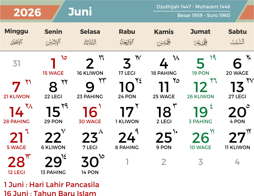 Jadwal Tanggal Merah Juni 2026: Libur Panjang dan Hari Raya