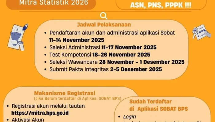 Pendaftaran Mitra Statistik BPS 2026 Dibuka, Apa yang Perlu Diketahui?