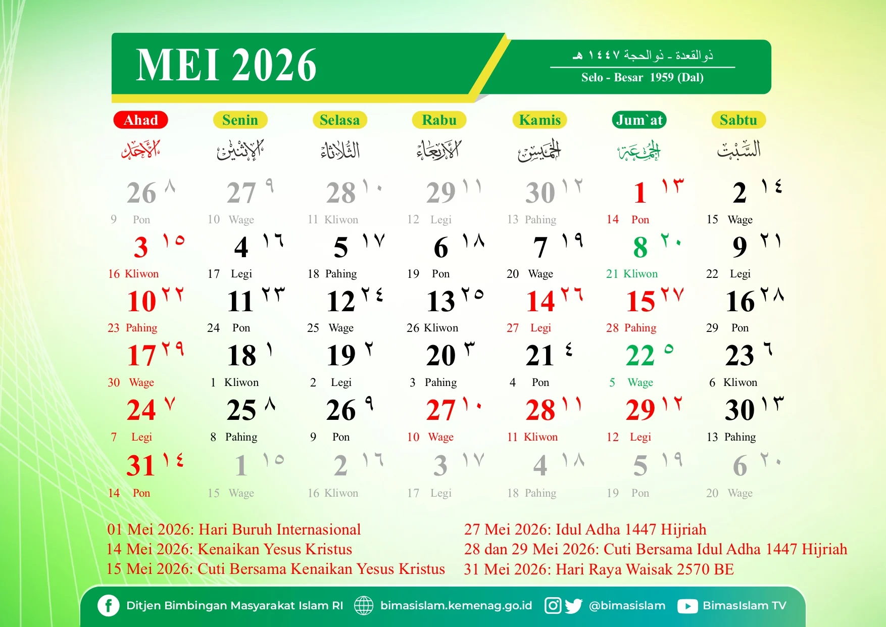 Weton Sabtu Wage 2 Mei 2026 Ungkap Rahasia Kalender Jawa Mei 2026: Fase Selo-Besar dan Libur Panjang!