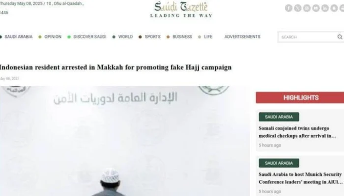 WNI Ditangkap di Arab Saudi Terkait Penipuan Haji Ilegal