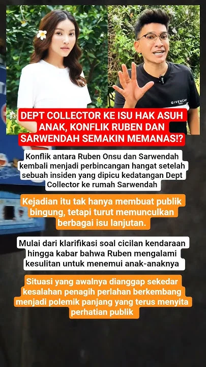 Konflik Ruben Onsu dan Sarwendah Memanas, Hak Asuh Anak dan Nafkah Jadi Sorotan