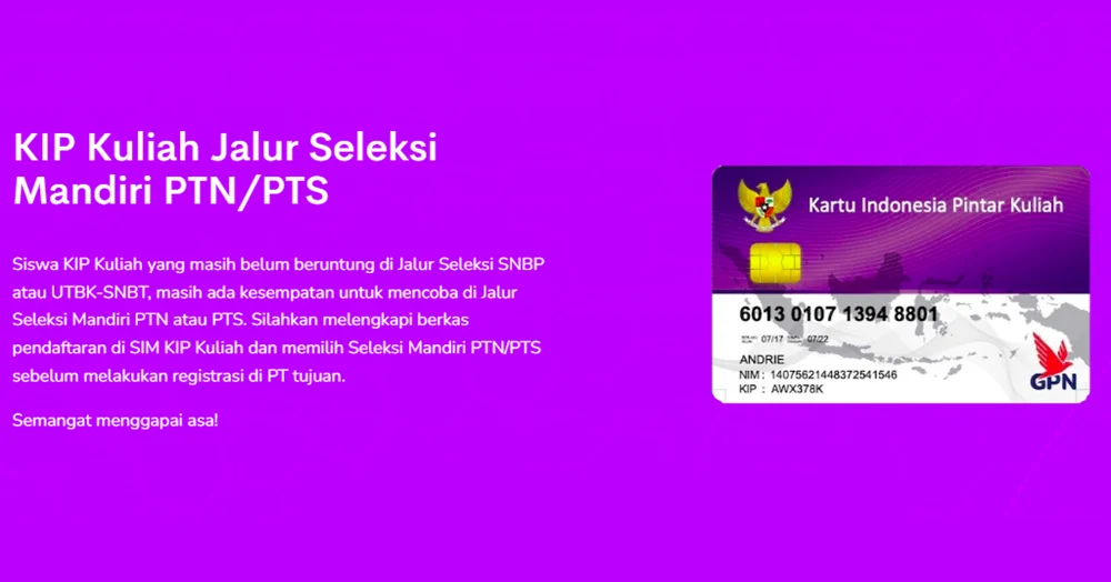 Pendaftaran KIP Kuliah 2026 Jalur Mandiri PTN dan PTS Dibuka, Simak Syarat dan Cara Daftar