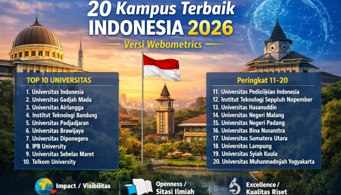 11 PTKIN Terbaik di Indonesia Versi Webometrics Juli 2026, Kampusmu Masuk?