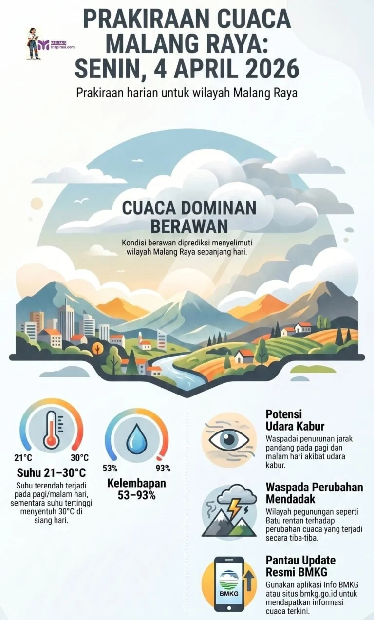 Cuaca Jawa Timur: Malang dan Batu Mengalami Suhu Udara yang Lebih Sejuk
