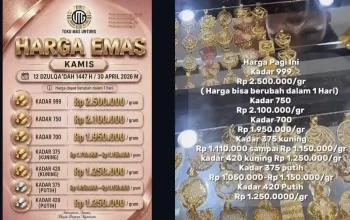 Harga Emas Perhiasan 999 di Martapura Kalsel Stabil, Berikut Harga Emas Perhiasan di Palembang