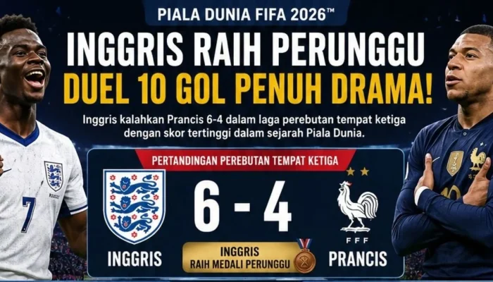 Inggris Raih Kemenangan Dramatis 6-4 Atas Prancis di Perebutan Tempat Ketiga Piala Dunia 2026