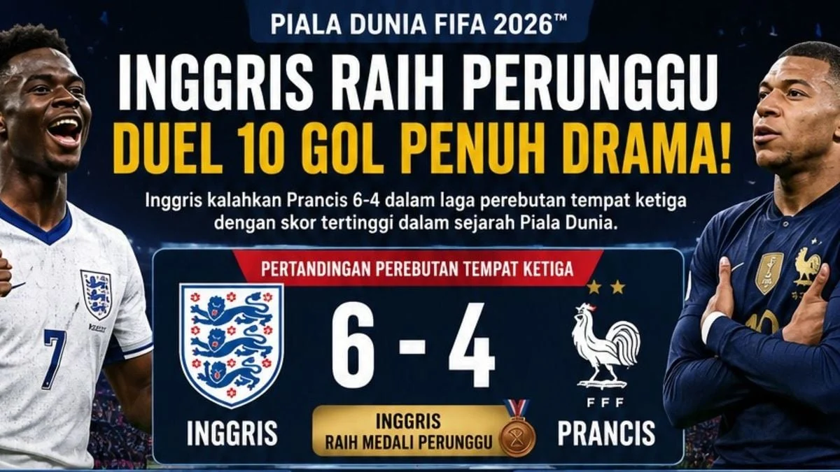 Inggris Raih Kemenangan Dramatis 6-4 Atas Prancis di Perebutan Tempat Ketiga Piala Dunia 2026