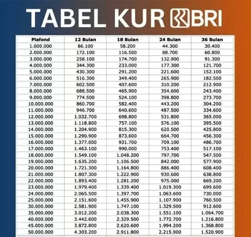 Tabel Pinjaman KUR BRI: Simulasi dan Syarat Pengajuan untuk Pengembangan Usaha