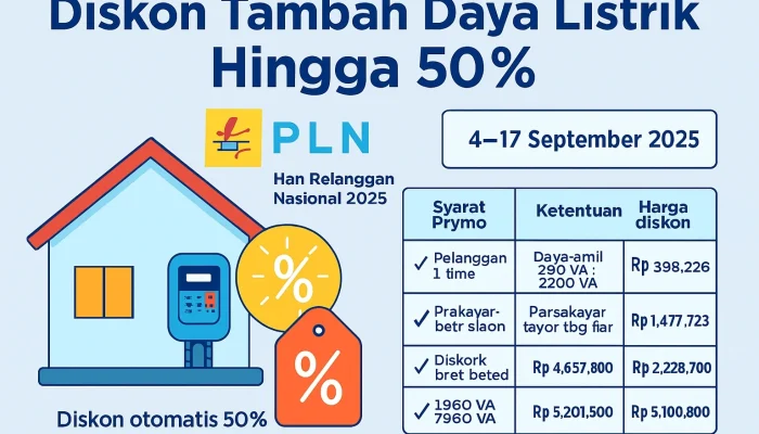 Tarif Listrik PLN Terbaru: Diskon Tambah Daya 50 Persen dan Harga Listrik Per kWh