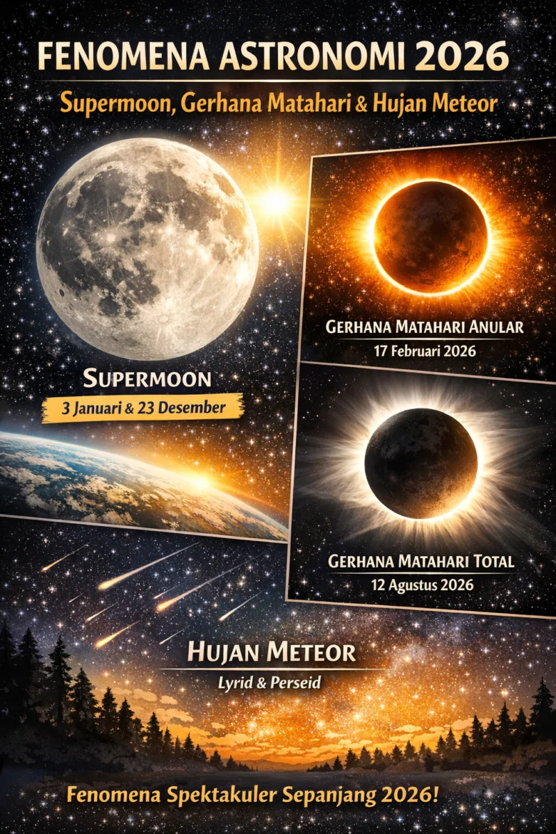 Fenomena Langit Agustus 2026: Gerhana Matahari Total, Hujan Meteor, dan Pesona Bulan