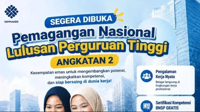Kemnaker Buka Pendaftaran Magang Nasional Angkatan 2, 150 Ribu Kuota Tersedia