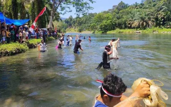 Masyarakat Desa Penaruban Merayakan HUT RI dengan Menjala Ikan dan Melestarikan Lingkungan