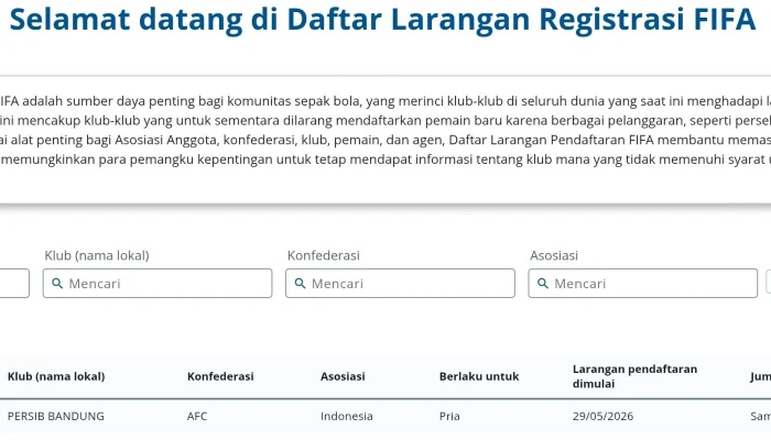 Persib Bandung Bebas dari Sanksi FIFA Registration Ban