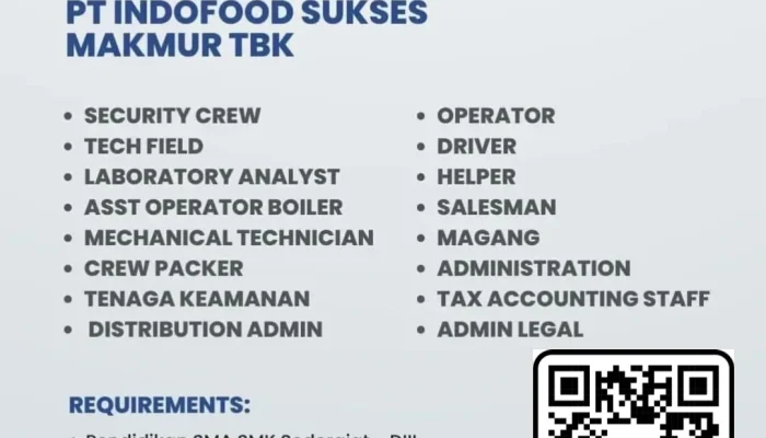 PT Indofood CBP Sukses Makmur Tbk Buka Ratusan Posisi Lowongan Kerja, Ini Syaratnya
