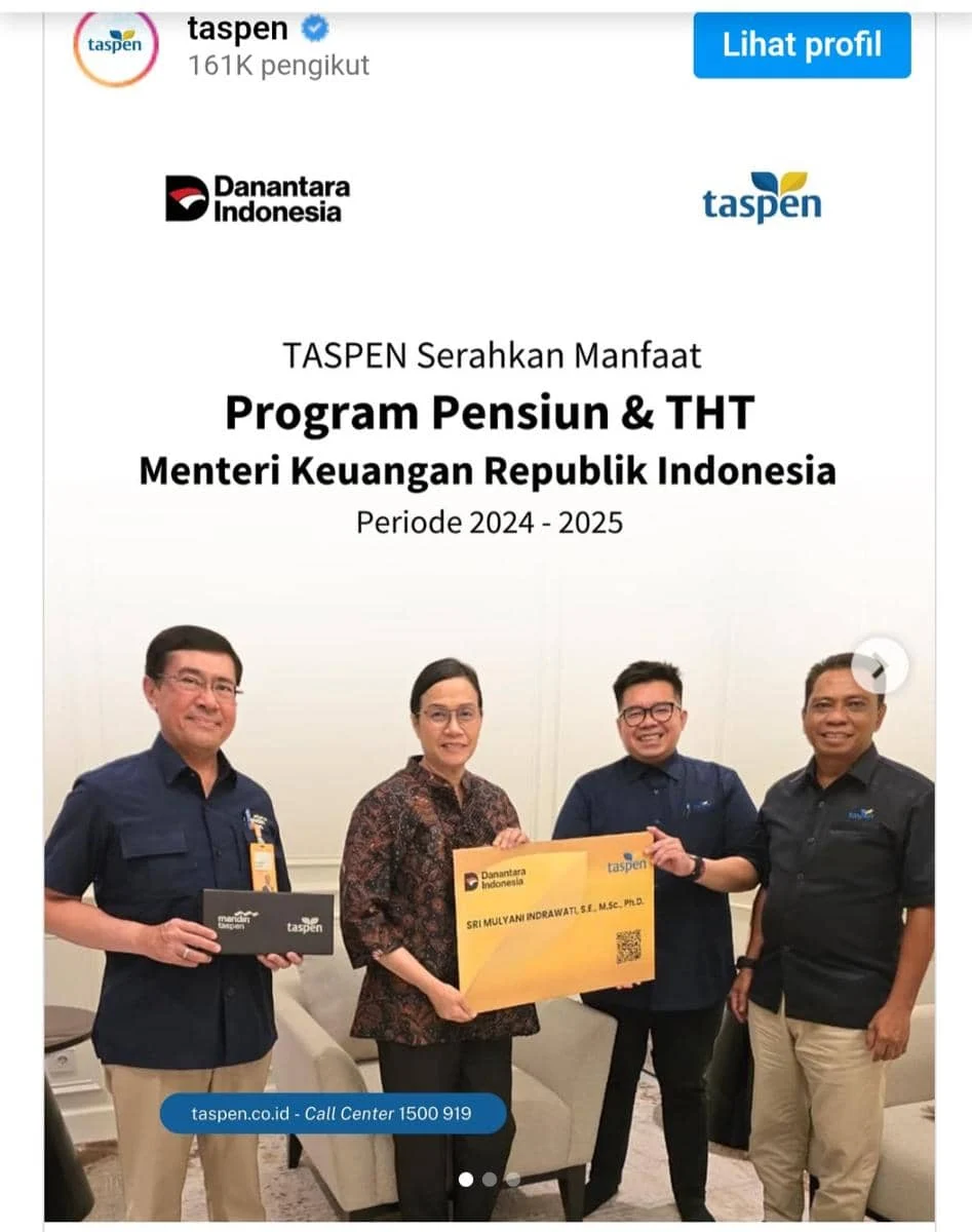 Taspen Salurkan Manfaat Pensiun dan Tabungan Hari Tua kepada Pejabat Negara dan Ahli Waris